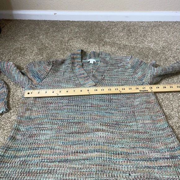 J. Jill Sweater Knit Pullovers Green & Rainbow Marled V-neck Pullover Sweater - Picture 8 of 10